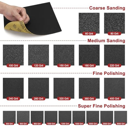 15Pcs Sand Papers 9x11In 1500 Grit Sandpaper Sheets Silicon Carbide - size: 1500 Grit