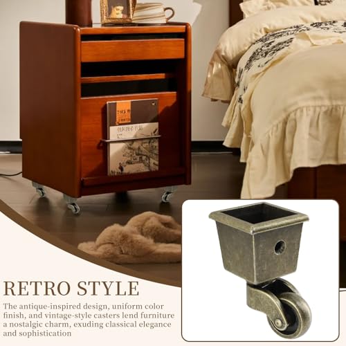 Semetall 4PCS Swivel Caster Wheels Square Cup Furniture Castors (Bronze) - style: A-009
