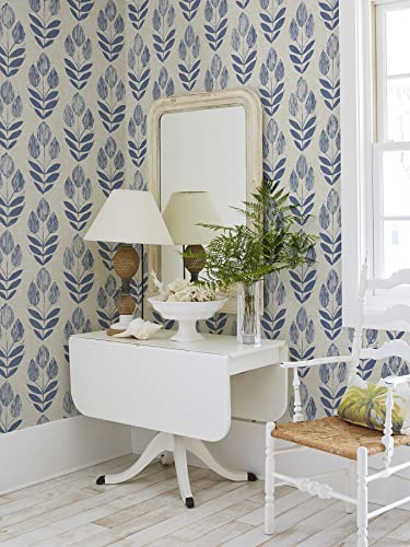 NuWallpaper Blue Folk Tulip Peel & Stick Wallpaper - color: Blue