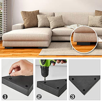 Taiyin 4 Sets Triangle Couch Legs, Plastic Sofa Leg Replacement, 4 Sets