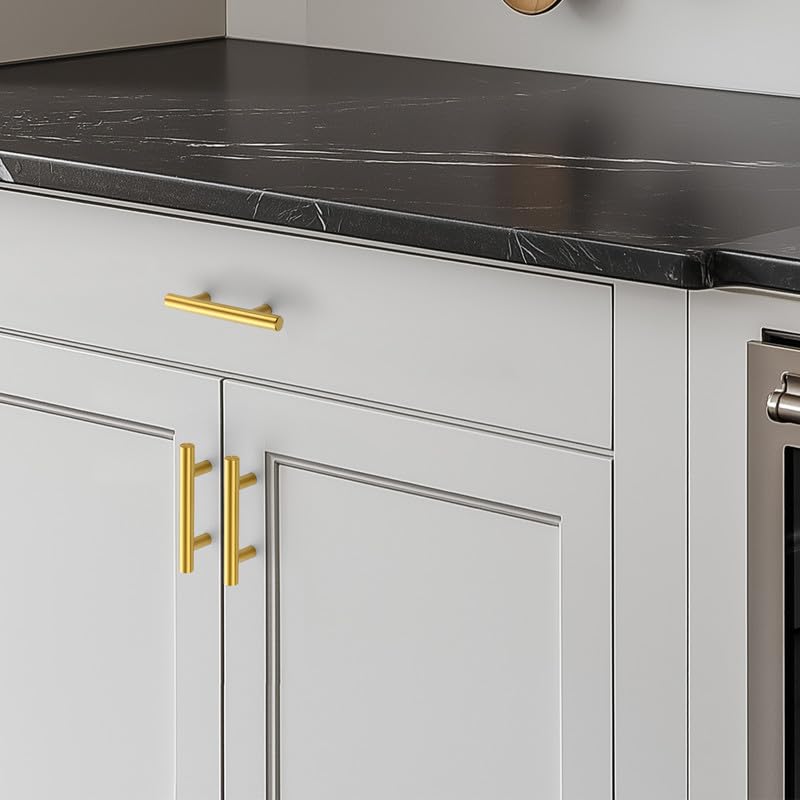HOME EDIT Gold Cabinet Handles, Drawer Pulls, 2-1/2 Inch, 30 Pack - color: Brushed Brass, size: 2-1/2 Inch Hole Center