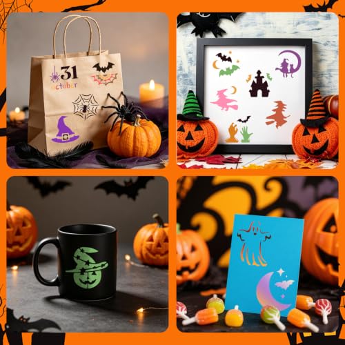72 Pcs Halloween Stencils for Painting Set, 3*3 Inch Reusable Bat Cat Ghost Scar Painting Templates - Stencil Crafts Drawing Templates for Home Wall Murals, Canvas Wood Signs Party Supplies Decoration - style: Halloween