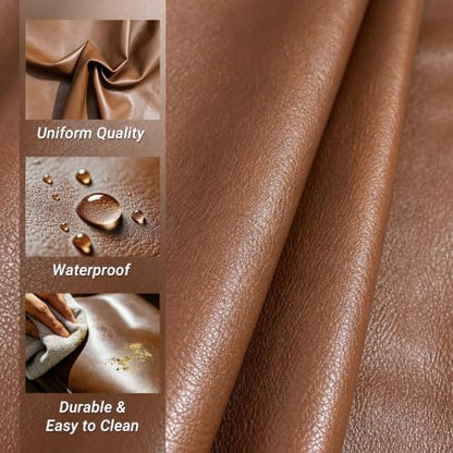 Premium Heavy-Duty 1.4mm Thick Full-Grain Embossed Faux Leather, 54" Wide - color: Brown, size: 3 Yard （108in*54in）