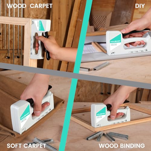 HAUSHOF Light Duty Staple Gun with 800-Count JT21 Staples & Stapler Remover - color: White