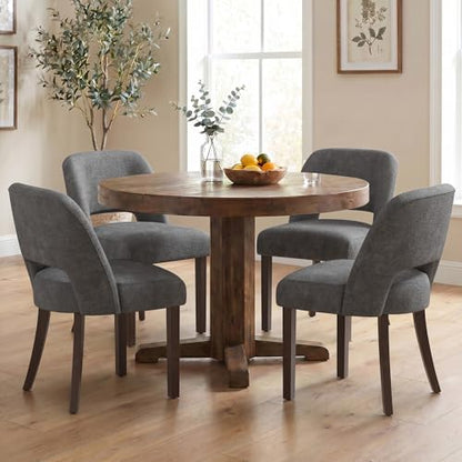 Usaint Upholstered Dining Chairs Set of 4, Modern Fabric Kitchen Chairs - color: Charcoal