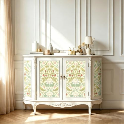 BOKEBEVE Bird Floral Wallpaper Peel Stick Beige Yellow Green 17.5 x 118In - color: Beige/Yellow, size: 17.5" x 118"