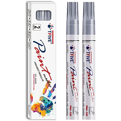 TFIVE Silver Permanent Markers Paint Pens, 2 Pack Oil Based Paint Markers - color: Silver