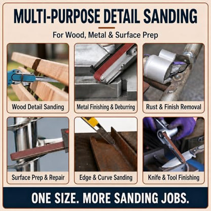 1/2x18 Sanding Belts, 60 Pack, 12 Each of 80/120/150/240/400 Grits - size: 1/2 x 18 in, 60-Pack