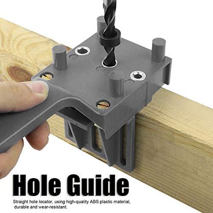 Handheld Dowel Jig Kit - Hole Drill Guide Kit with 6,8,10mm Bits - color: Gray
