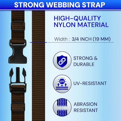 TECEUM 3/4" Nylon Strap Kit with Buckles, Brown 6 yards Repair Set - color: Brown, size: 3/4" - 6 yards, style: 6 Buckle - 12 Slides - 6 D-rind