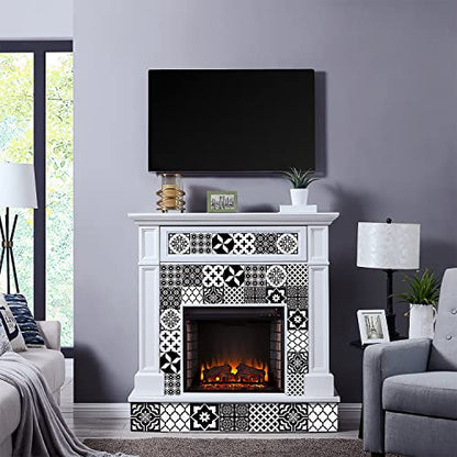 Easy Peel Stick Vinyl wall Tile Decals 6x6in Stick on backsplash,12Pc - color: Black White 6x6