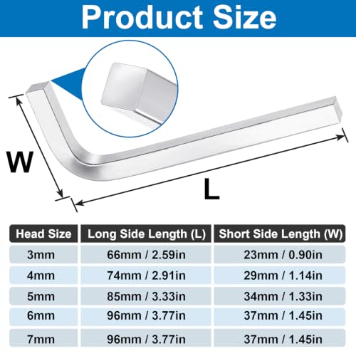 5pcs L Shaped Square Head Wrench Set, 3/4/5/6/7 mm - color: Steel Color,5pcs