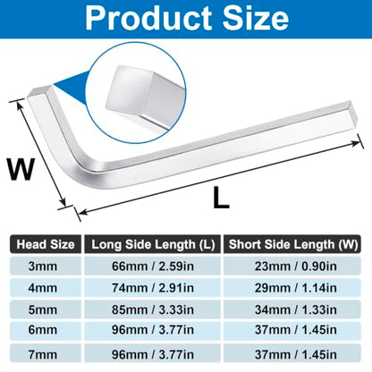 5pcs L Shaped Square Head Wrench Set, 3/4/5/6/7 mm - color: Steel Color,5pcs