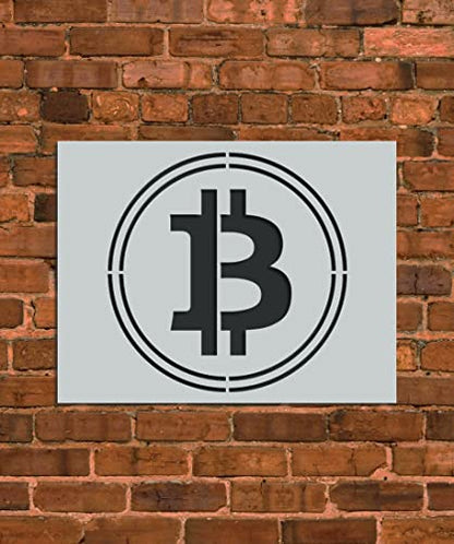 Bitcoin Cryptocurrency Stencil Template - Reusable Stencil - INNOVO Stencils (12" x 12") - size: 12" x 12"