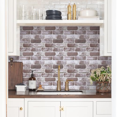 Commomy Faux Brick Wall Panels Peel and Stick Thin PVC 10 Pcs 11.8" x 11.8" - color: Brick-tk