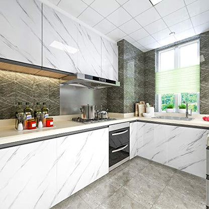 LACHEERY Marble Contact Paper 36 Inch Wide for Countertops Waterproof Grey White Marble Peel and Stick Wallpaper Removable Self Adhesive Wall Paper Roll for Kitchen Bathroom Backsplash 36" x 317" - size: 36" x 317"