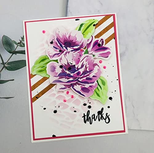 Alinacutle 5pc Peony Flower Layering Stencils & 1set Frame Dies Set Plastic Stencil with Frames Metal Cutting Die Cut for DIY Art Craft Paper Craft Scrapbooking Handmade Card Making Art Cuts - color: Layered Flowers
