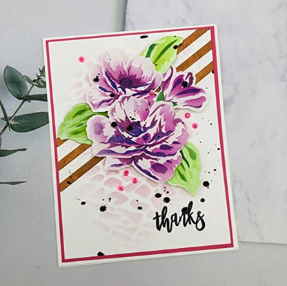 Alinacutle 5pc Peony Flower Layering Stencils & 1set Frame Dies Set Plastic Stencil with Frames Metal Cutting Die Cut for DIY Art Craft Paper Craft Scrapbooking Handmade Card Making Art Cuts - color: Layered Flowers