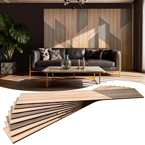8-Pack Teak Wood Grain 3D WPC Wall Panels with Adhesive, Peel and Stick Wall Panels for Accent Wall, Covers 82.15 Sq Ft, for Luxury Living Room & Bedroom Decor - size: 16" × 94"