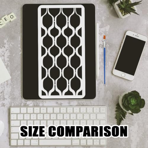 FINGERINSPIRE 9Pcs Geometric Painting Stencils with a Brush 11.8x5.9Inch Infinitely Interlocking Patterns Stencils Pattern Themes PET Template for Wood Floor Tile Wall Fabric Furniture DIY