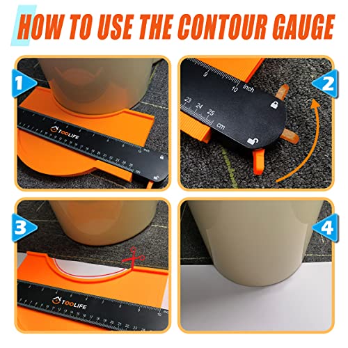 TOOLIFE Contour Gauge,Christmas Gifts for Men Dad Husband,Woodworking Tools for Flooring Carpentry, Stocking Stuffers for Him, Anniversary Birthday ideas, Shape Duplicator Cool Gadgets(10Inch) - style: 10 INCH