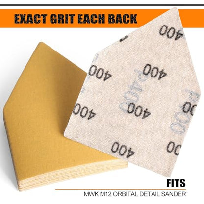 POLIWELL Orbital Triangle Sanding Sheets 100PCS 3.5x2.5 Hook & Loop - style: MIX