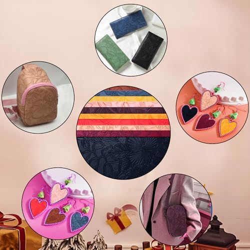 HGUAN Embossed Faux Leather Sheets 12"X52"(30cm X 133cm),Faux Leather Very Suitable for Making DIY Bow,Leather Earrings Sewing Crafts Projects (Brown) - color: Brown