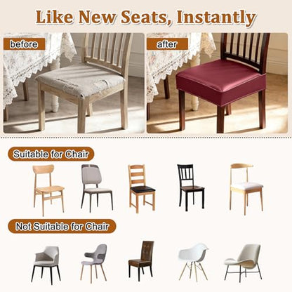 Dioxide Chair Covers,Seat Covers for Dining Room Chairs,Burgundy,Set of 2 - color: Model B - Burgundy, size: set of 2