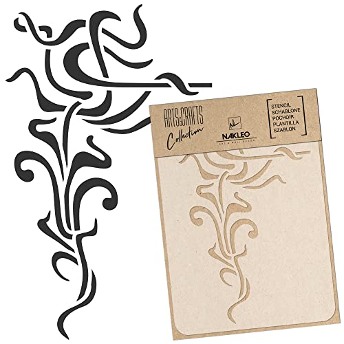 DIY Reusable Plastic Stencil // A3 A4 A5 Art Nouveau Ornament #2 // Craft - Furniture - Scrapbooking - Decoupage (15x21cm) - color: Transparent Stencil, size: A5