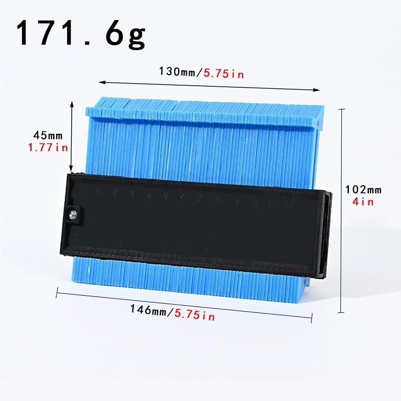 1pc Contour Gauge Profile Tool 2.7cm/25.4cm 5ft/10ft Adjustable Template Maker Irregular Shape Duplicator Measuring Tool (Blue,5FT) - color: Blue, size: 5FT