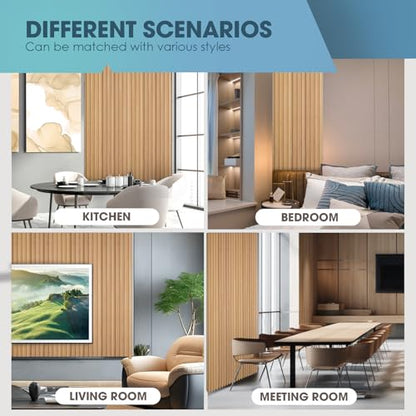 OUZUGIE WPC Acoustic Slat Wall Paneling, 8-Pack 114 x 6 Inches - color: Oak, size: (High)114“ x 6"
