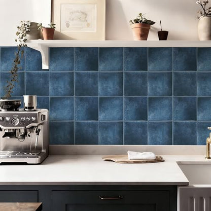 10 Sheets Thicker Design Peel and Stick Backsplash, 3D Self Adhesive Peel and Stick Wall Tile Backsplash for Kitchen, Bathroom, 12"x12", Deep Blue - color: Deep Blue
