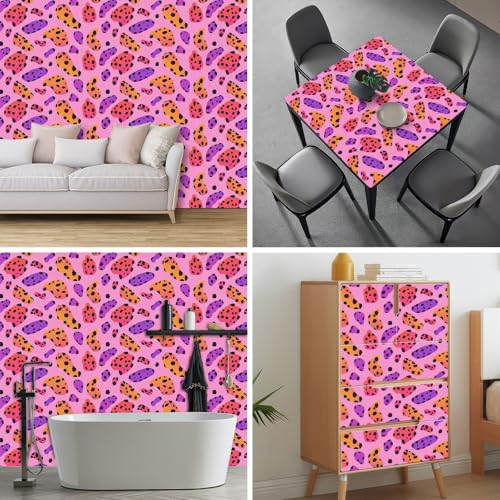 HOMETITUTE Leopard Spot Peel and Stick Wallpaper 118.1x17.7 Inch Vinyl - color: Abstract Leopard Spot