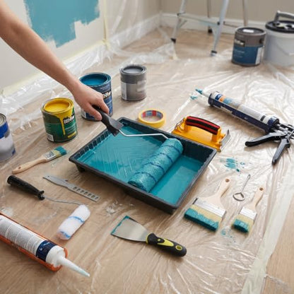 40PCS All in One Paint Roller Kit with 4Ft Telescopic Extension Pole