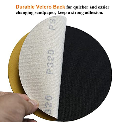 6-Inch No-Hole Hook and Loop Gold Sanding Discs 320-Grit, 100-Pack