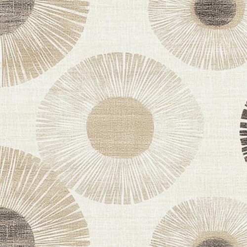 HOMETITUTE Neutral Circle Peel and Stick Wallpaper 118.1x17.7 Inch Vinyl - color: Beige Geometric Circle
