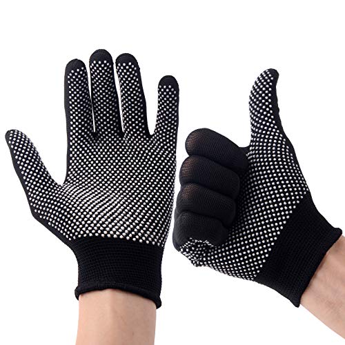 COOHORN 12Pairs Work Gloves Anti-slip Knitted Stretchy Cloth Glove Thin Moist Glove Liners - color: Black
