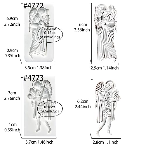 Art Molds for Polyclay Air Dry Clay Plaster, 2 Carved Archangel Symbols - color: Archangel