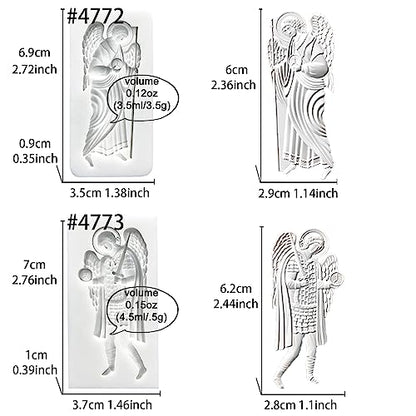 Art Molds for Polyclay Air Dry Clay Plaster, 2 Carved Archangel Symbols - color: Archangel