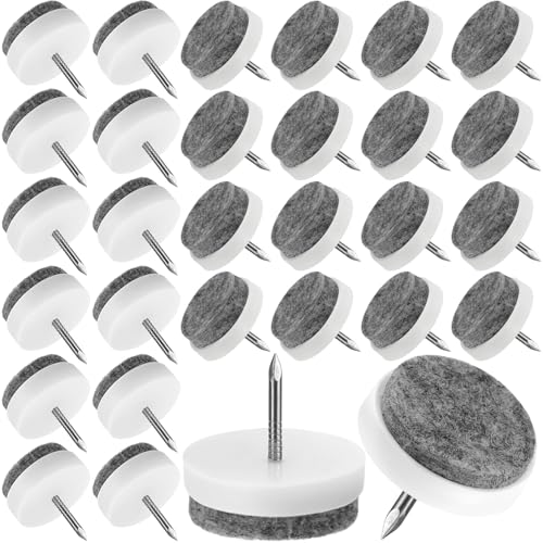 30 Pack 30mm Round Furniture Felt Pad, Nail-on Heavy Chair Slide - color: White, size: Φ 30 mm