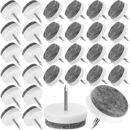 30 Pack 30mm Round Furniture Felt Pad, Nail-on Heavy Chair Slide - color: White, size: Φ 30 mm