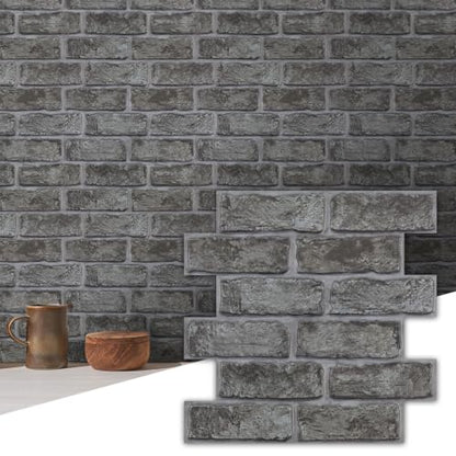 Commomy Faux Brick 3D Wall Panels Peel and Stick - 10 pcs 11.8" x 11.8" - color: Brick-PPP