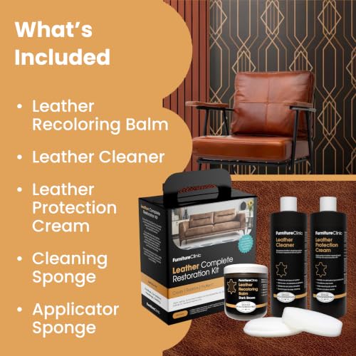 Furniture Clinic Leather Complete Restoration Kit, Dark Grey, 5 Piece - color: Dark Grey, size: Complete Kit