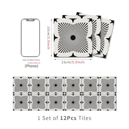 VICCI 12Pcs Peel and Stick Tile Stickers 5.9x5.9 Waterproof Tiles Decals - color: Art-224, size: 5.9x5.9IN*12PCS