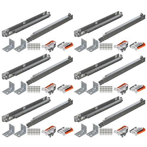 Blum Tandem Plus BLUMOTION Concealed Undermount Drawer Slides (Runners) Kit, 18-Inch, Full Extension, Soft-Close, Steel, 100 lb. Load Capacity for Wood Drawers (6 Kits) - size: 6 Kits