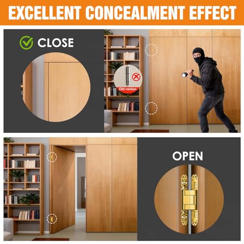 6" Hidden Door Hinge/Concealed Hinges,Invisible Hinges - color: Gold, size: 6 Inch