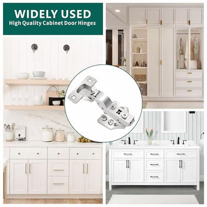 20 Pack Inset Soft Close Cabinet Hinges 105° Frameless 3 Way Adjustable Kitchen Cabinet Door Hinges with Screws - color: Light Nickel, size: 20 Pack