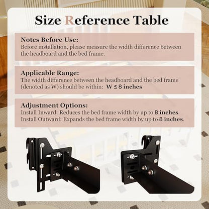 Headboard Adapter Bracket for Connecting and Adjusting Bed Frame Width | with 4 Widened Holes | Anti-Loosening Washers | for Bed Frame Renovation and DIY | Black, 4 Pieces - color: 4Pcs Bed Frame Brackets
