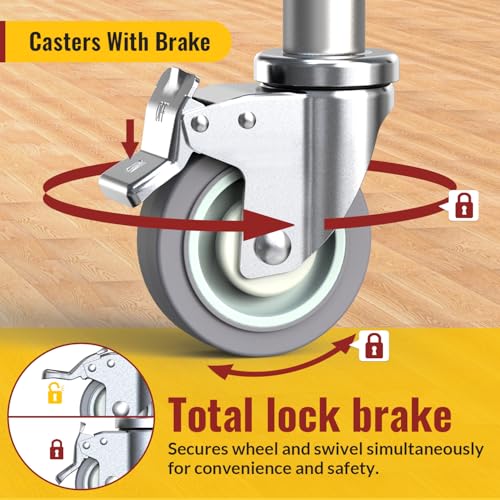 HOLKIE Caster Wheels Locking 4 Inch Expanding Stem Casters, Threaded Swivel Casters Set of 4 Heavy Duty Castors, Fit 1", 1-1/4", 1-2/5", 1-1/2",1-5/8" ID Stainless Steel Table, Cart, Furniture Legs - style: 4 Inch