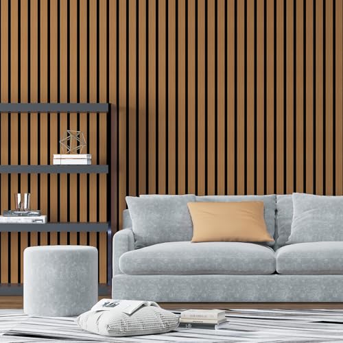 Art3d Six-Grid Design Slim Slat Wall Panel, 104 x 12 Inch, 4-Pack, Rosewood - color: Six-Grid Rosewood